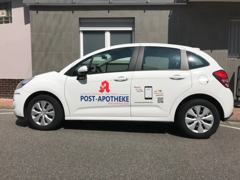 Das Botenfahrzeug der Post-Apotheke Neckarhausen